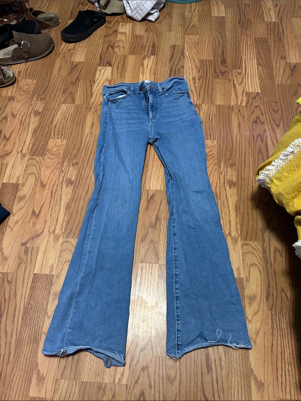 LOFT Mid-Blue High-Rise Flare Jeans